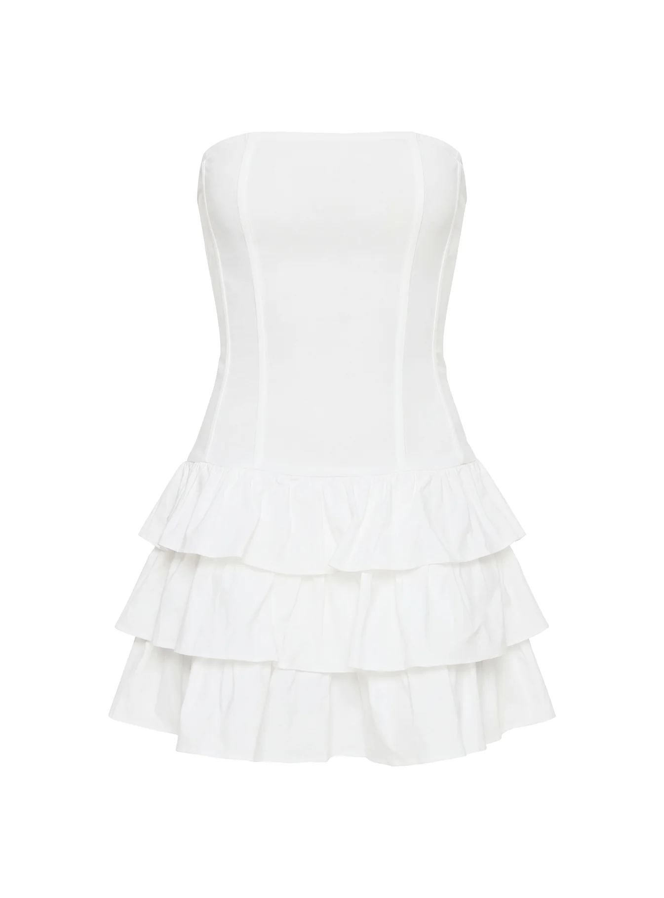 Valentia Tiered Mini Dress White - Image 8