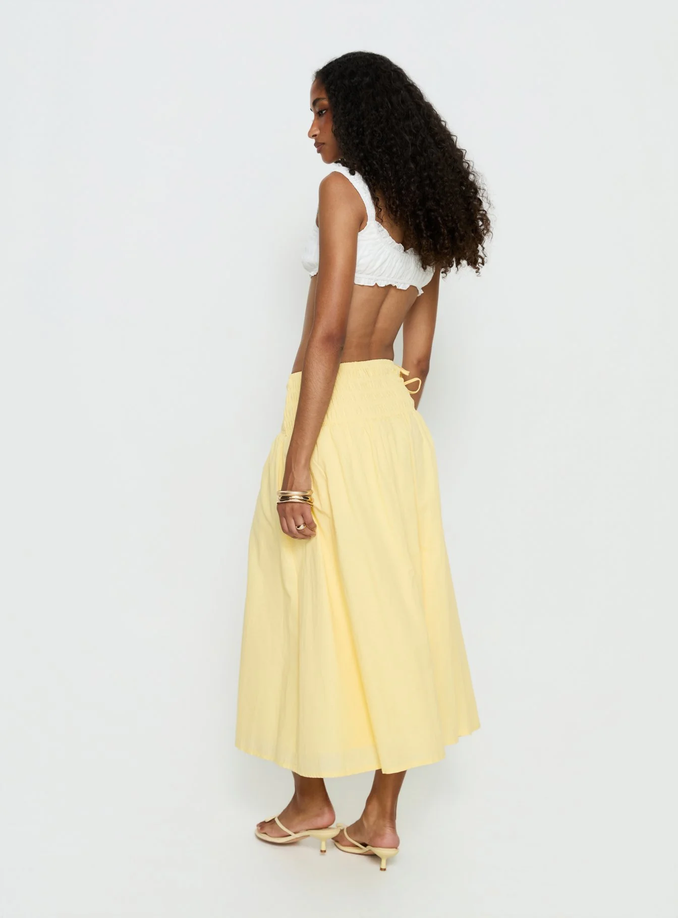 Vence Ruched Maxi Skirt Lemon Yellow - Image 5