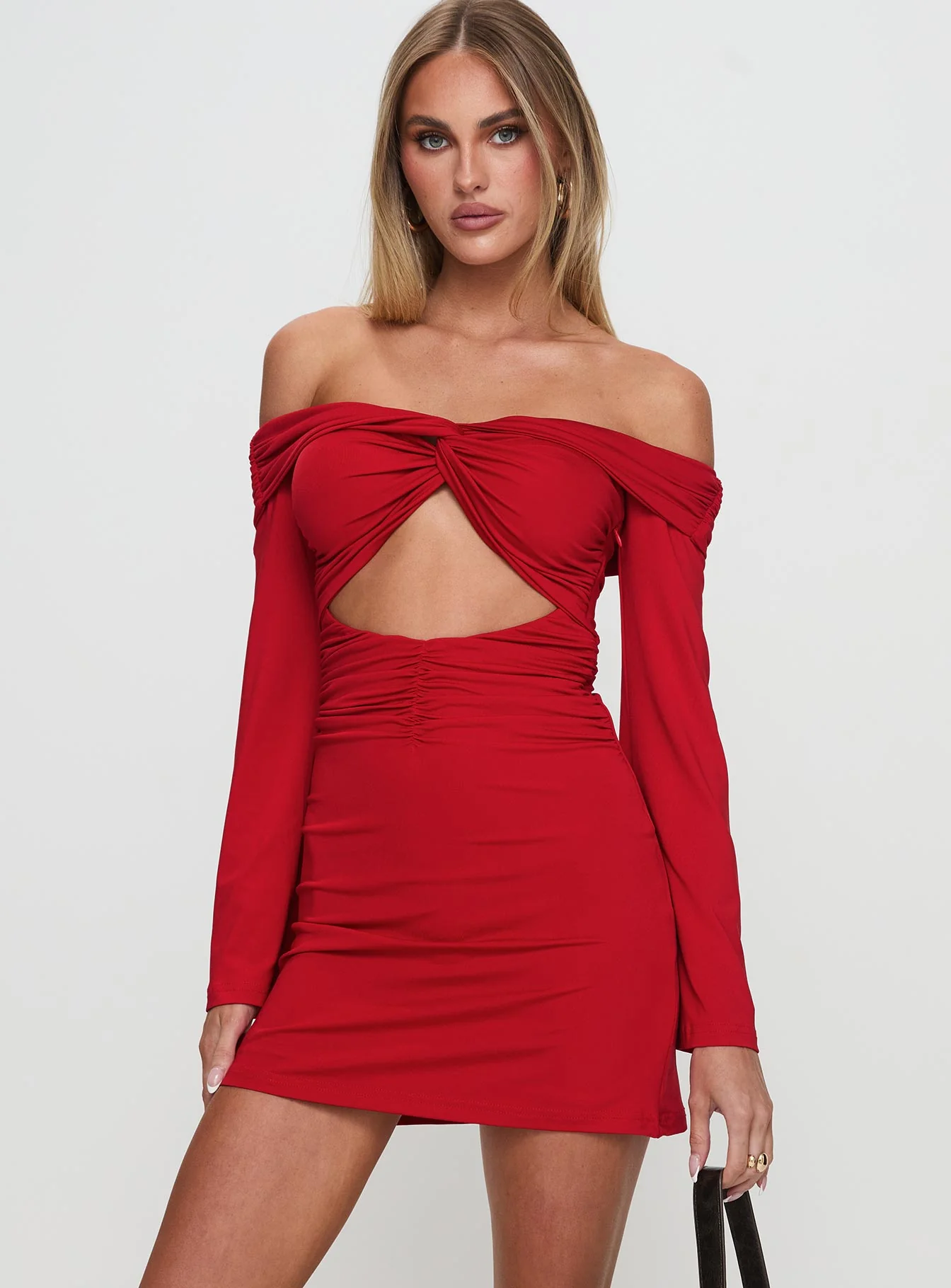 Vistoria Long Sleeve Mini Dress Red - Image 2