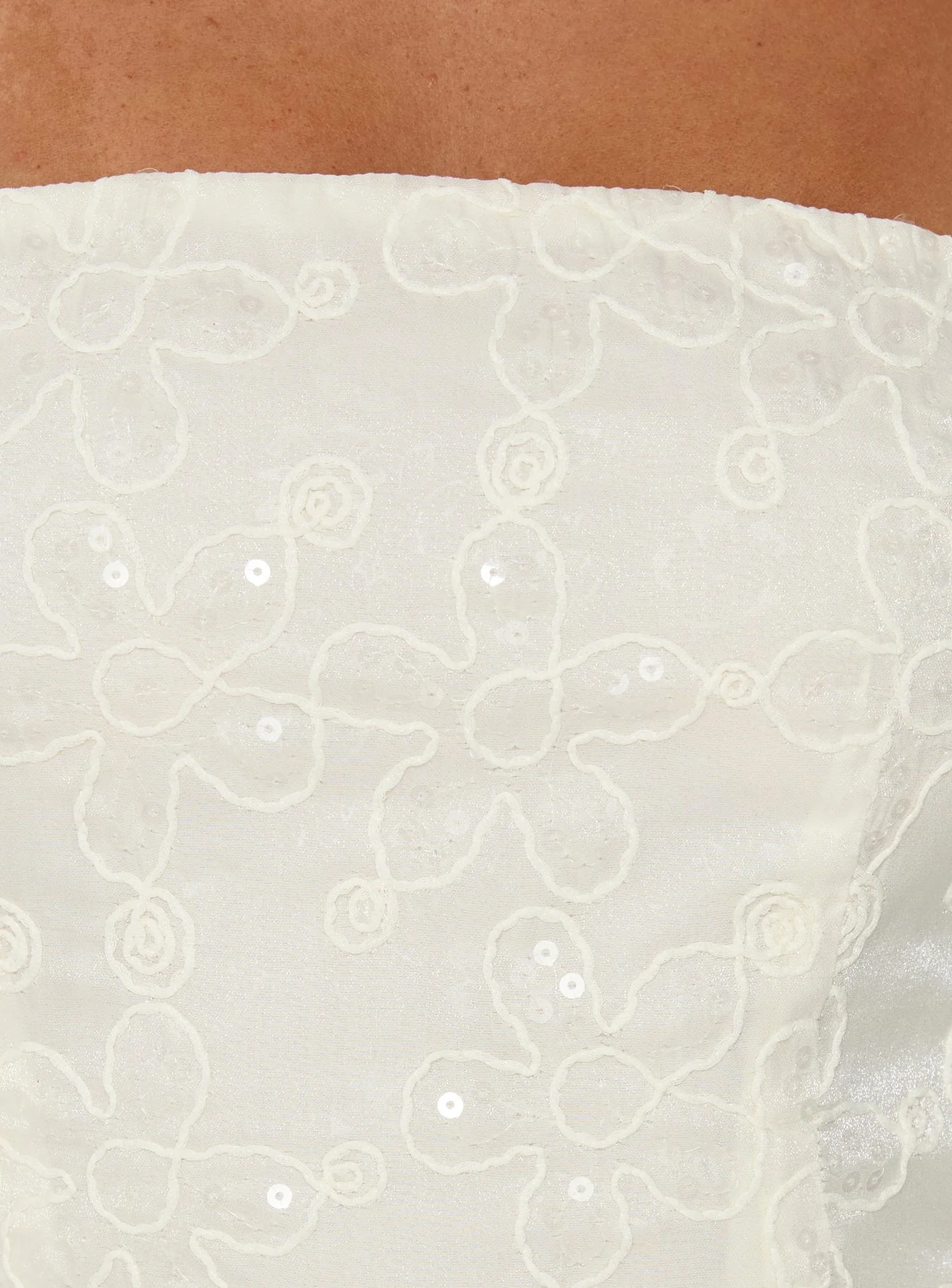 We Made It Strapless Sequin Mini Dress Cream - Image 6