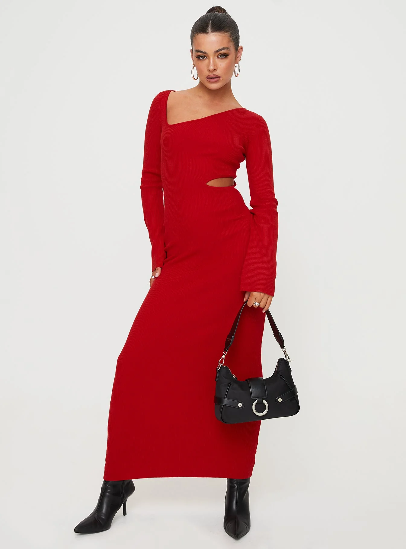 Whitley Cut Out Knit Maxi Dress Red - Image 6
