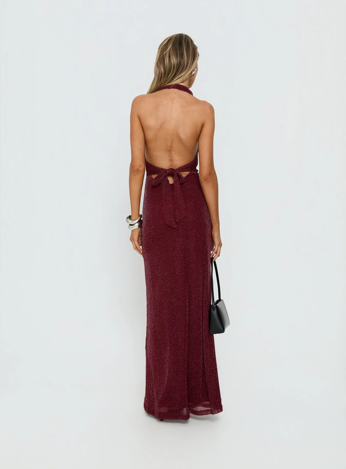 Wild Bunch Cowl Neck Backless Maxi Dress Burgundy - Image 4