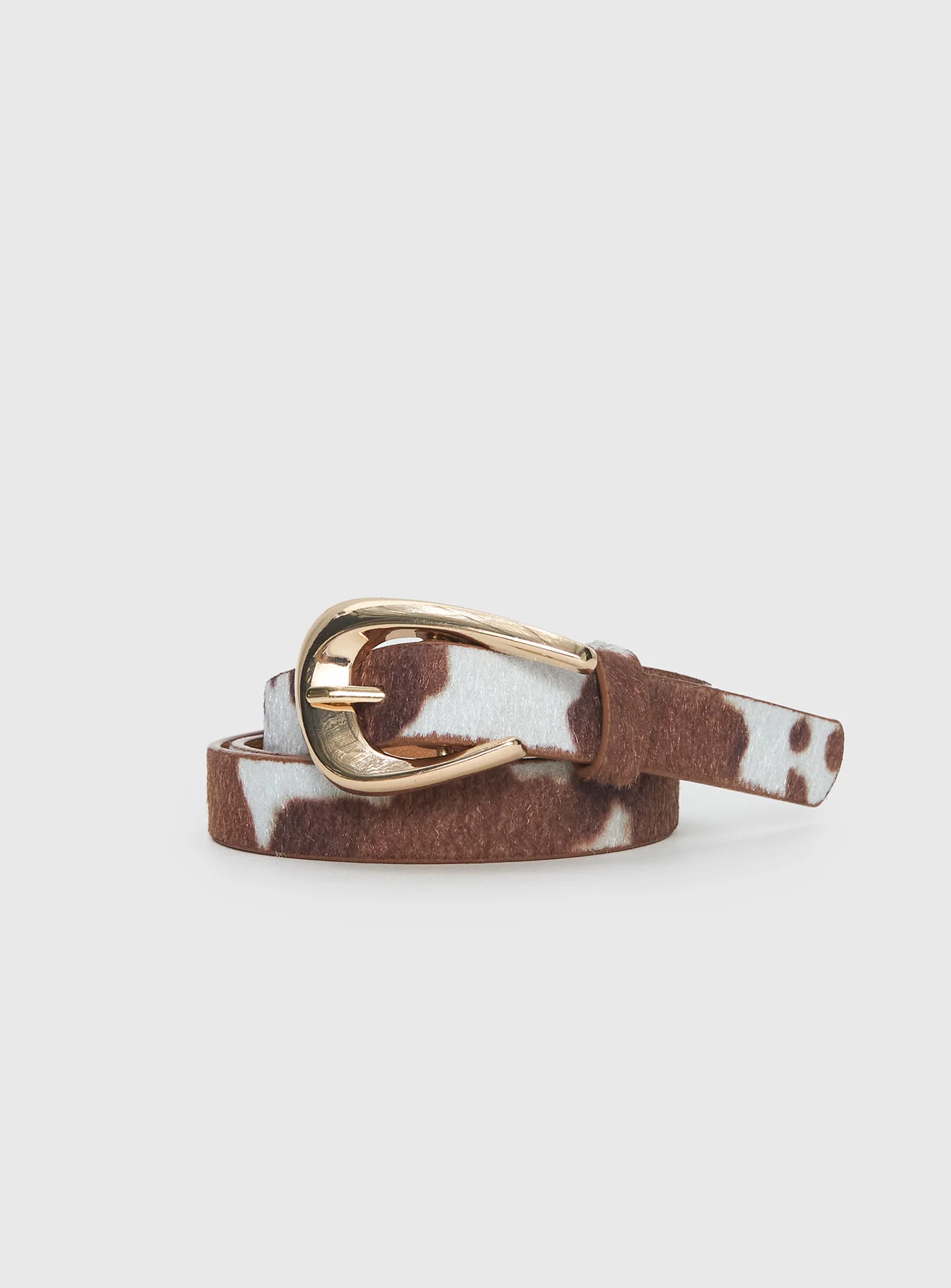 Wild Wild West Faux Suede Belt Cow / Gold - Image 2