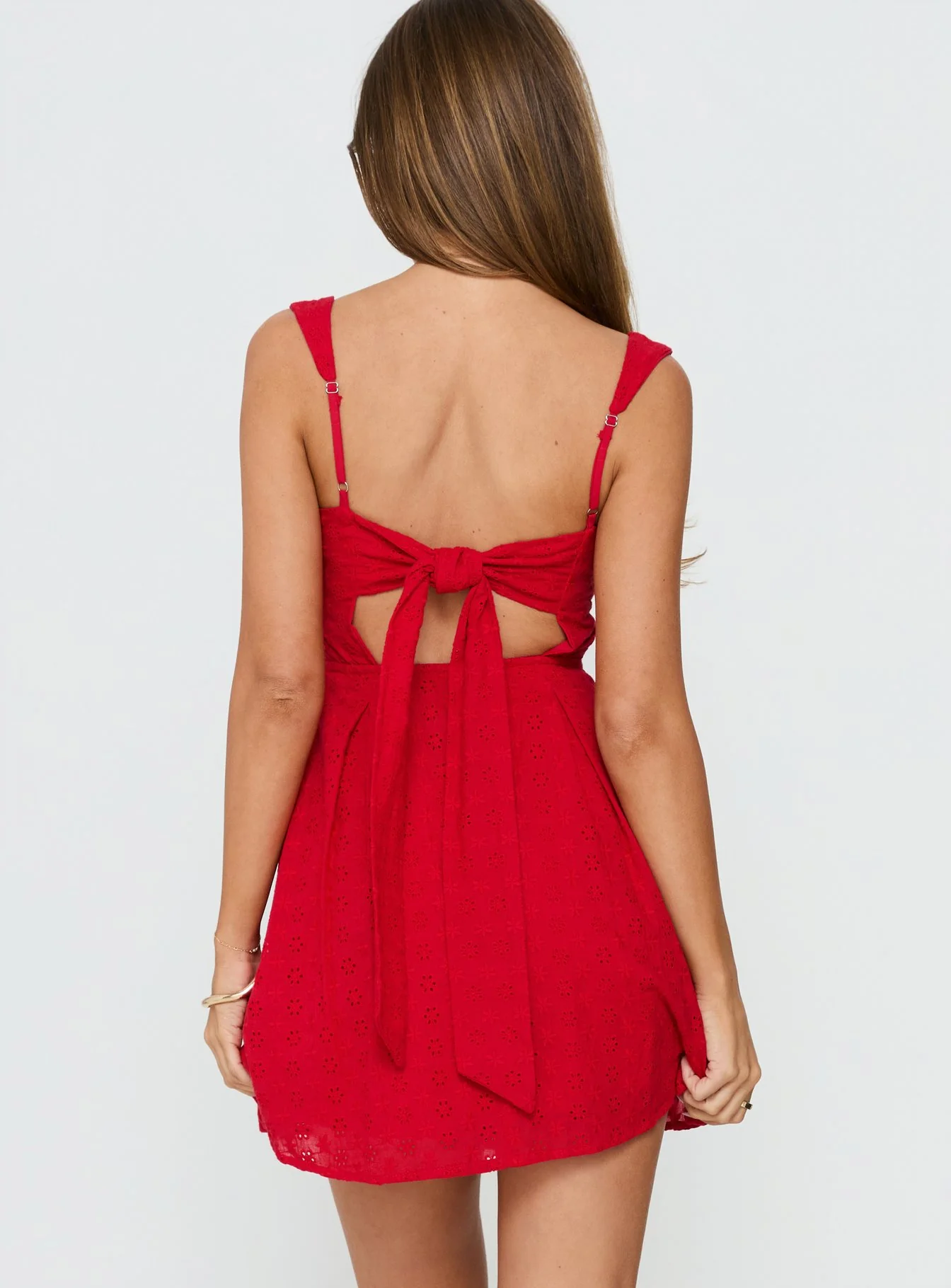 Xanthus Embroidered Mini Dress Red - Image 4