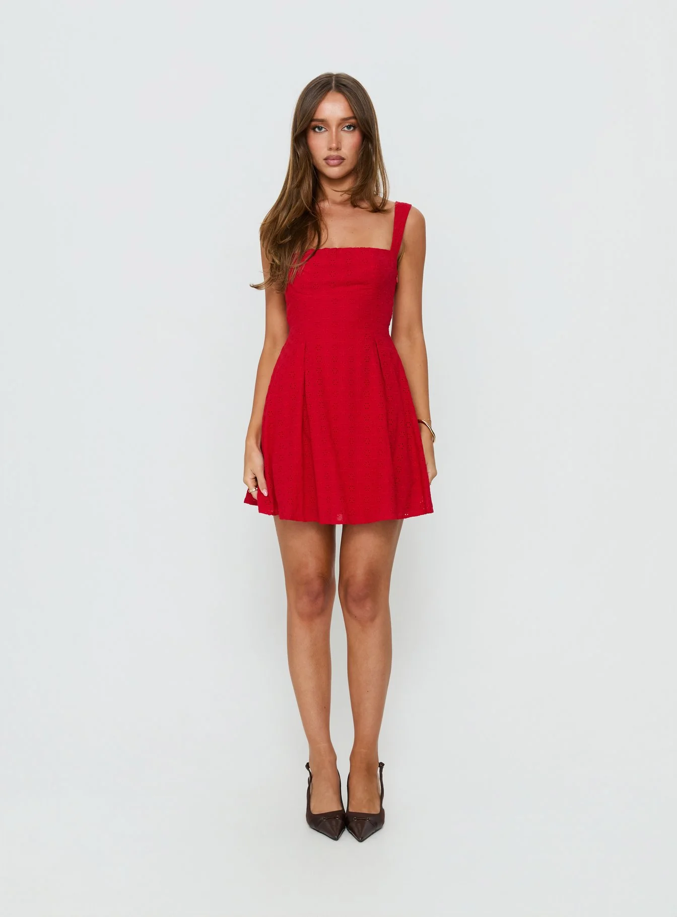Xanthus Embroidered Mini Dress Red - Image 7