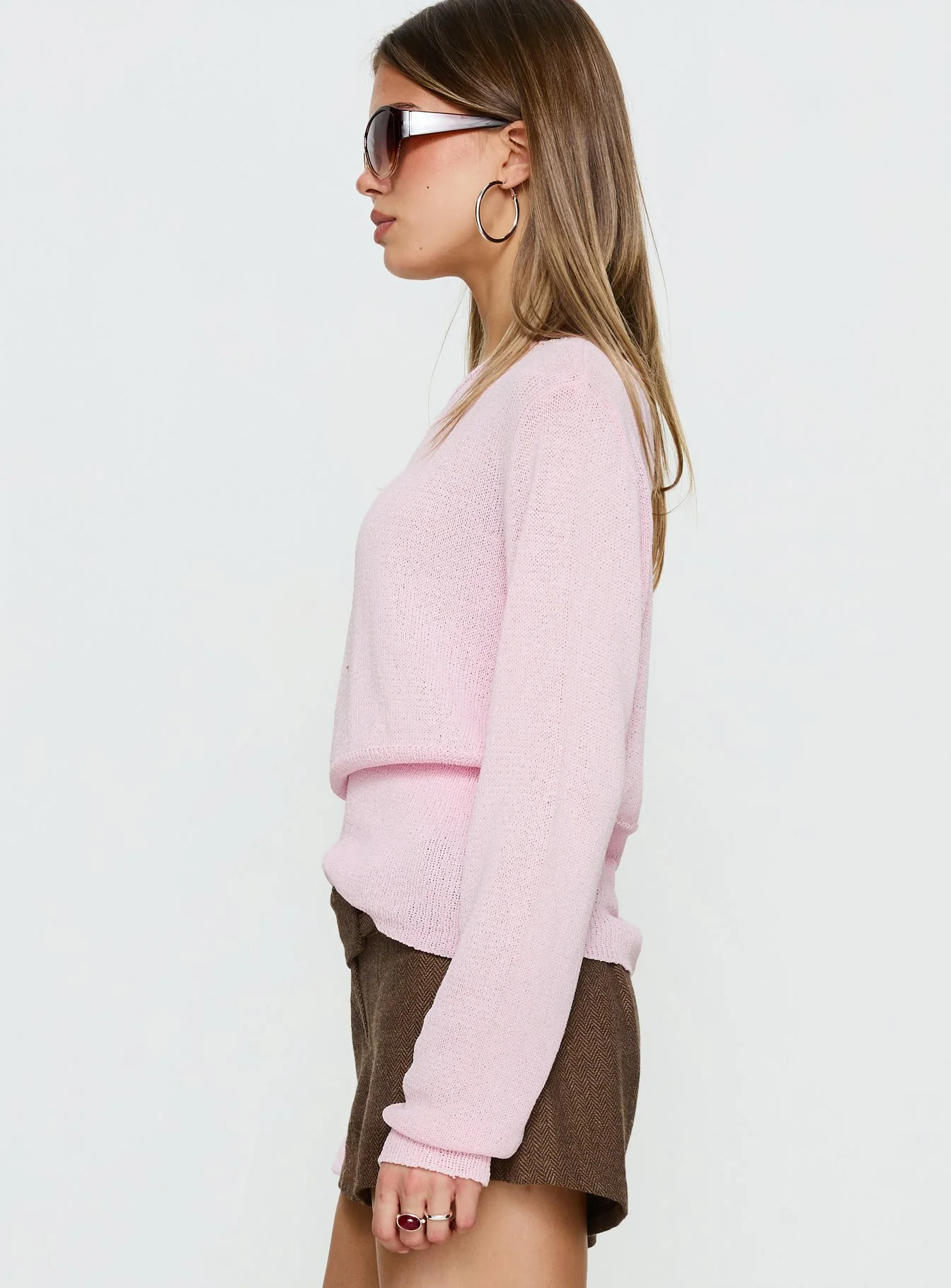 Xaria Off Shoulder Knit Sweater Pink - Image 4