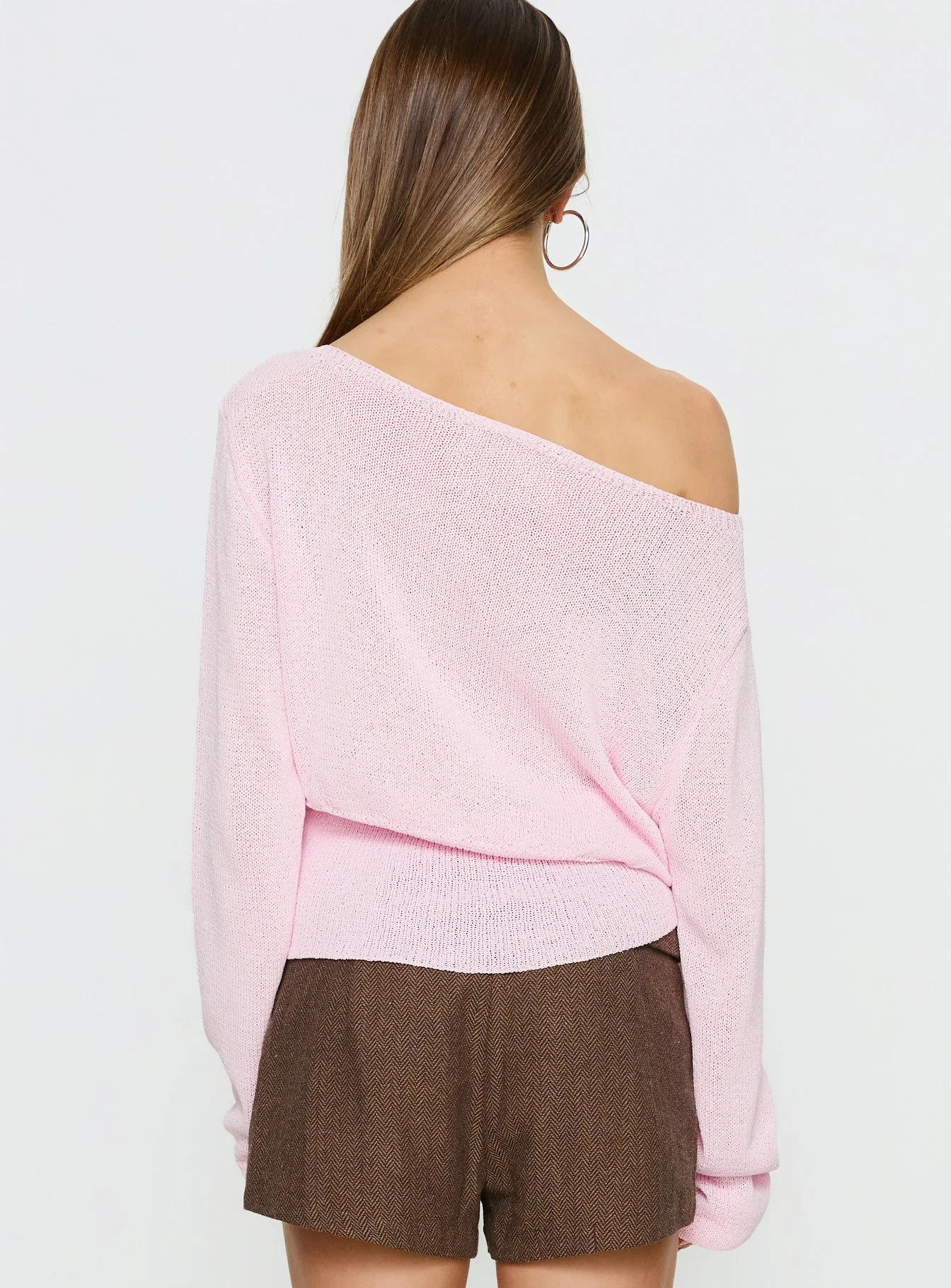 Xaria Off Shoulder Knit Sweater Pink - Image 5