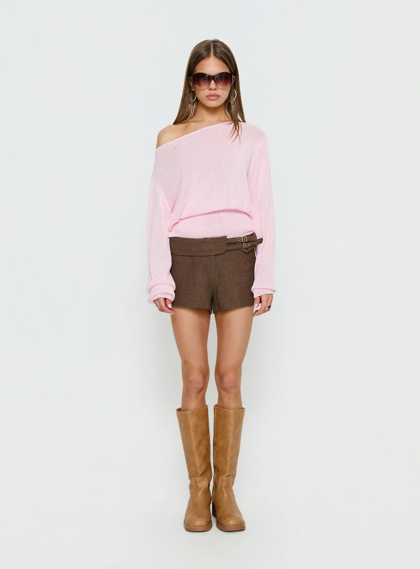 Xaria Off Shoulder Knit Sweater Pink - Image 7