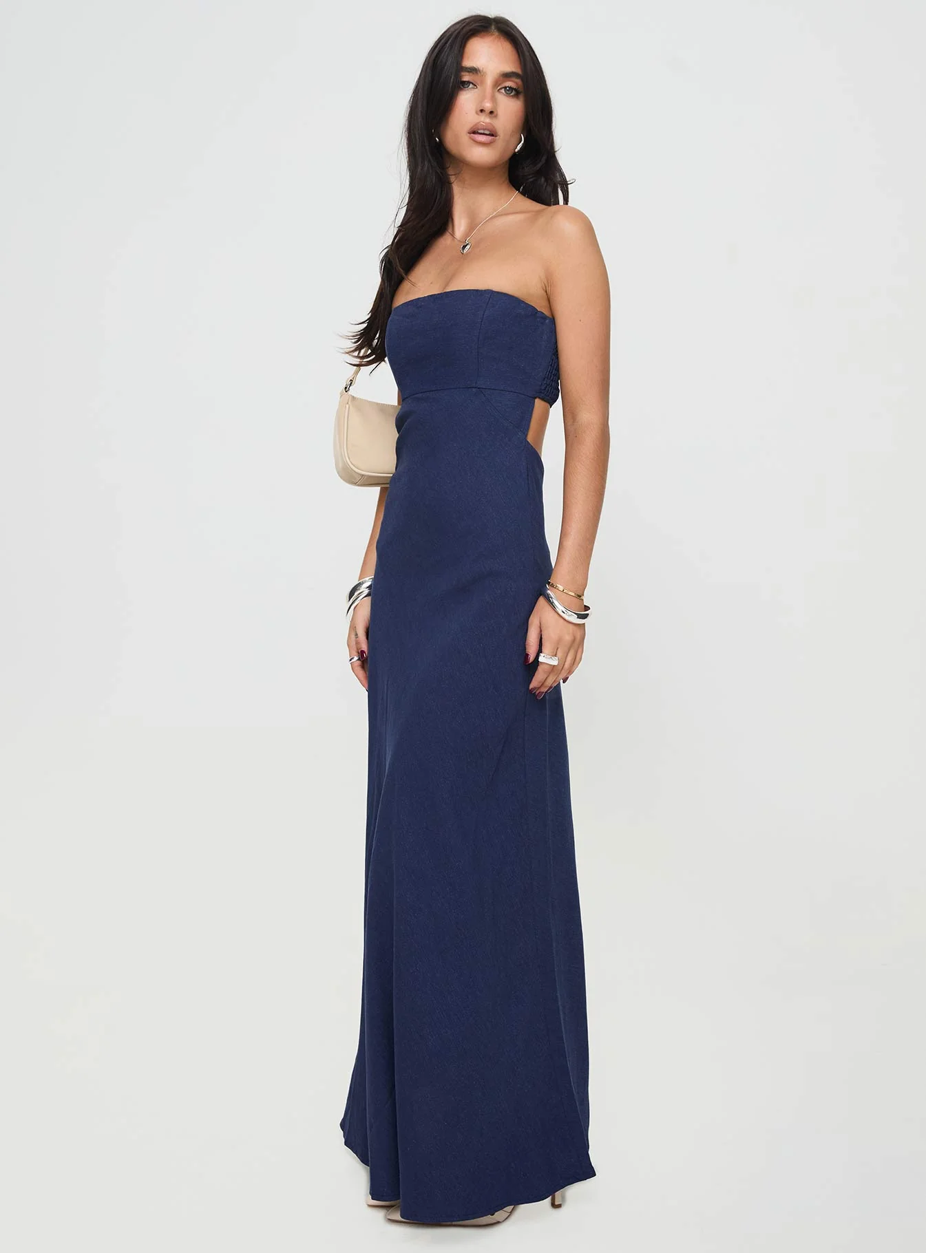 Yahir Strapless Maxi Dress Navy Petite - Image 3