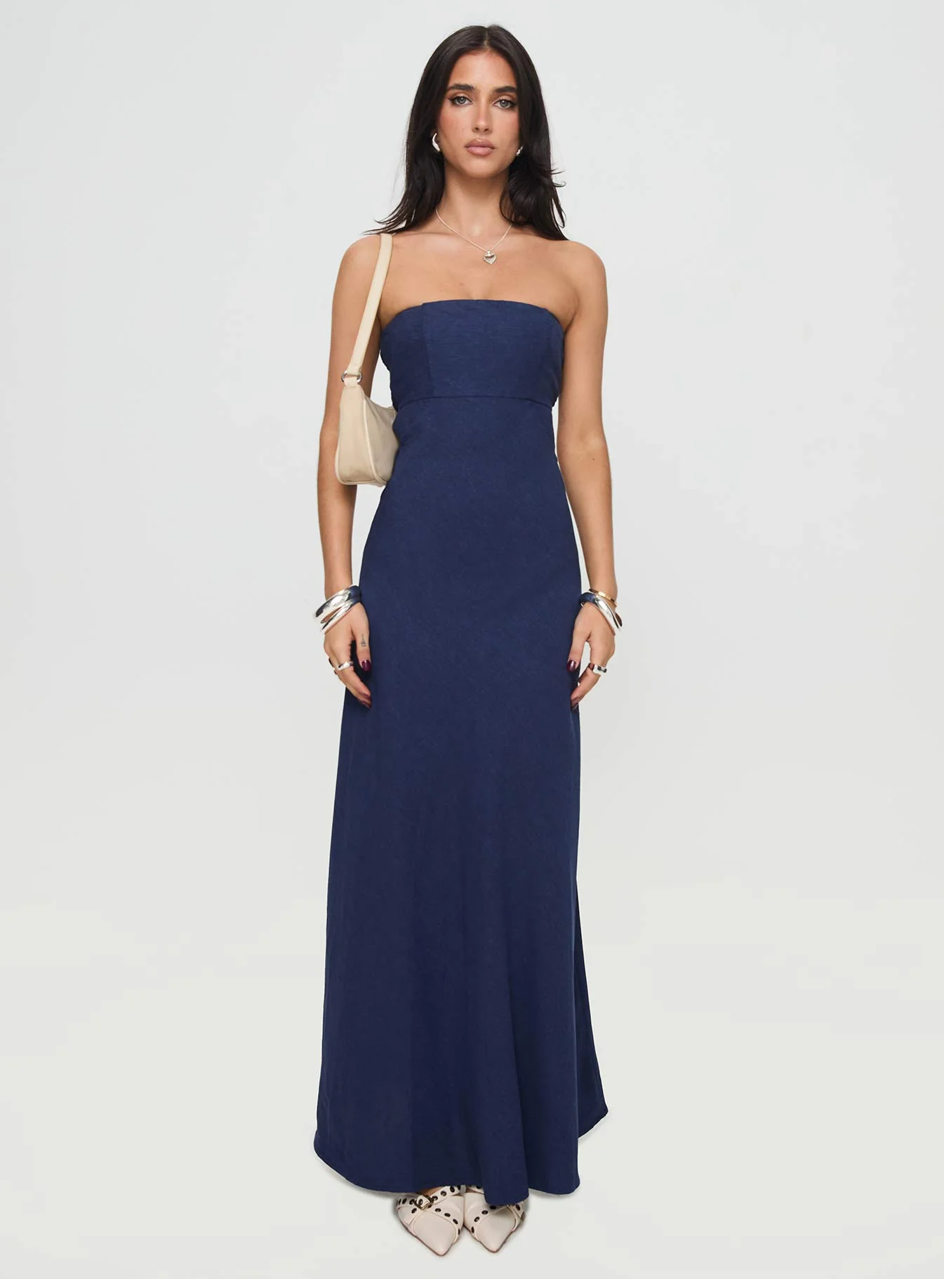 Yahir Strapless Maxi Dress Navy Petite - Image 6