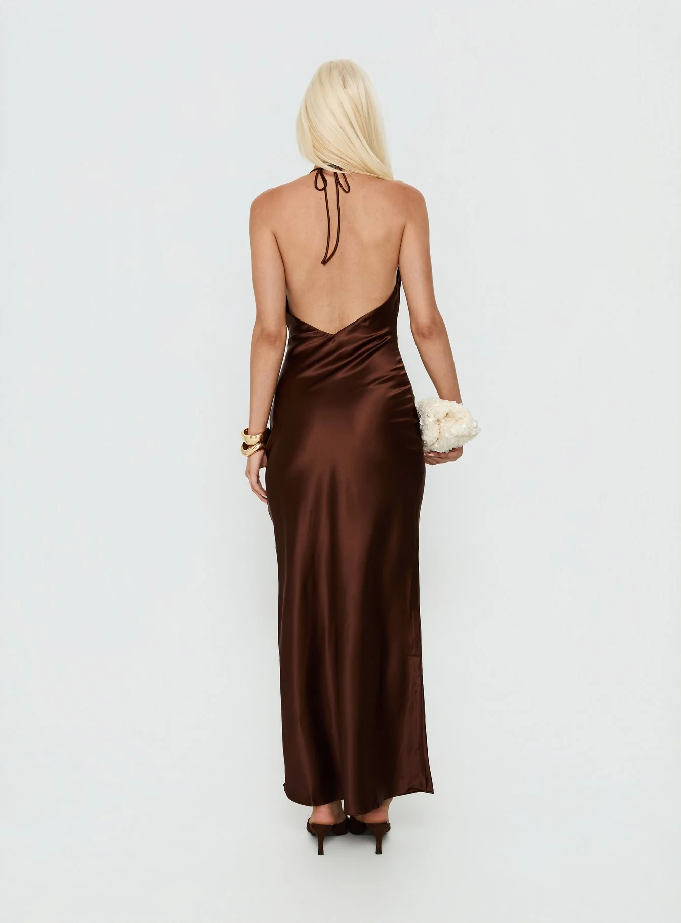 Yazmeina Halter Keyhole Maxi Dress Brown - Image 4