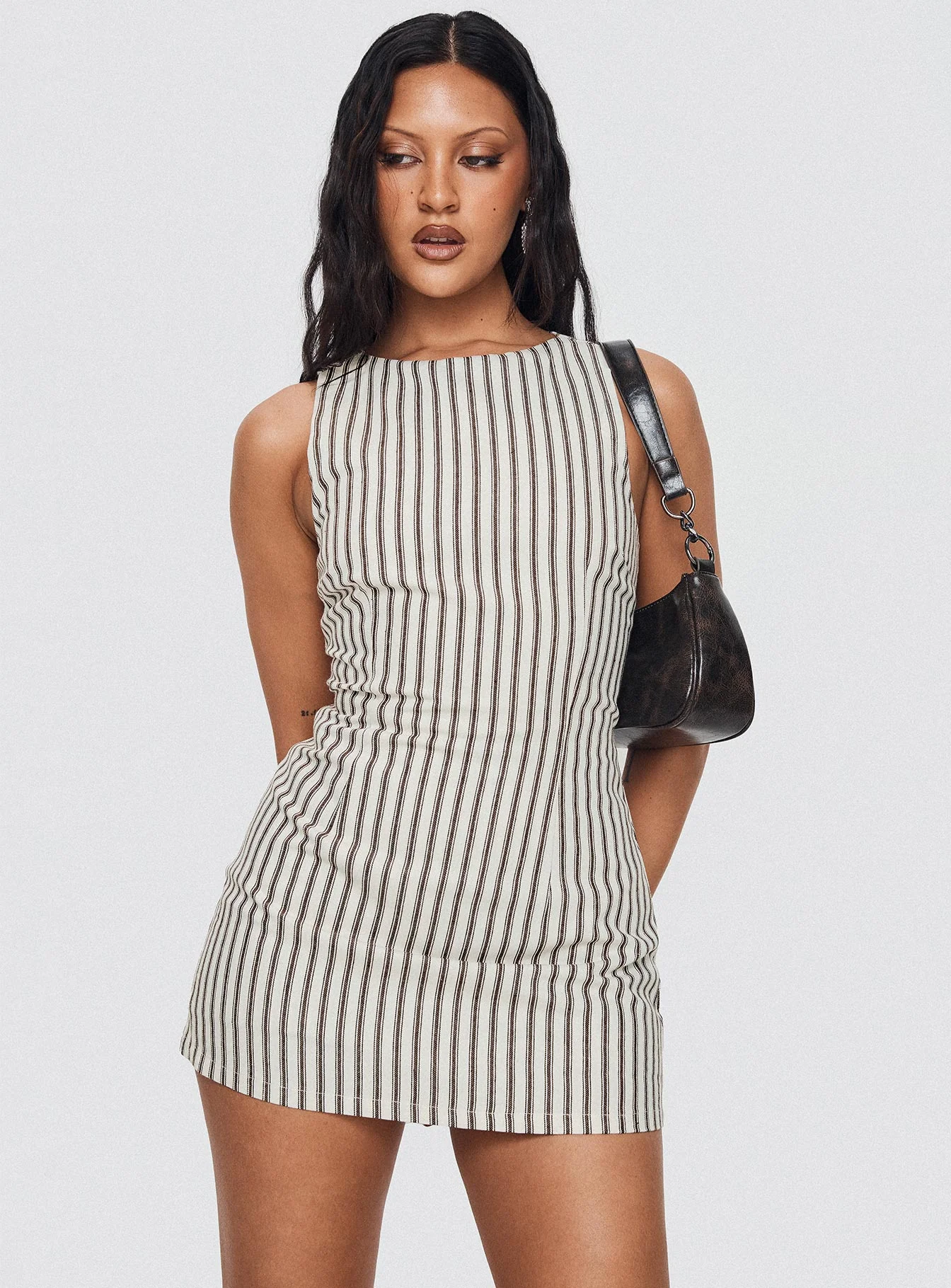 Yumiko Romper Brown Stripe Tall - Image 8