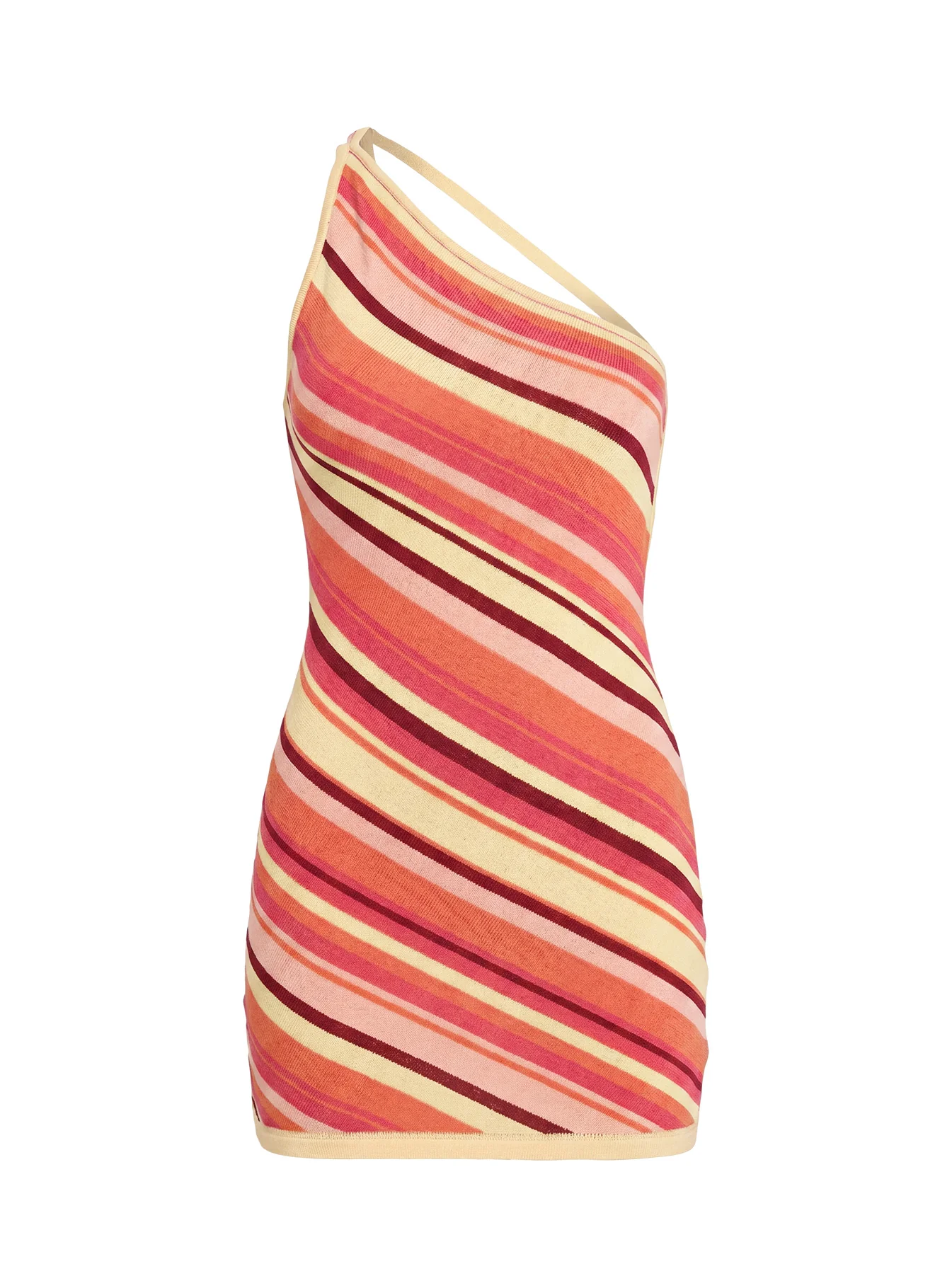 Zadena Asymmetrical Low Back Knit Mini Dress Multi Stripe - Image 10