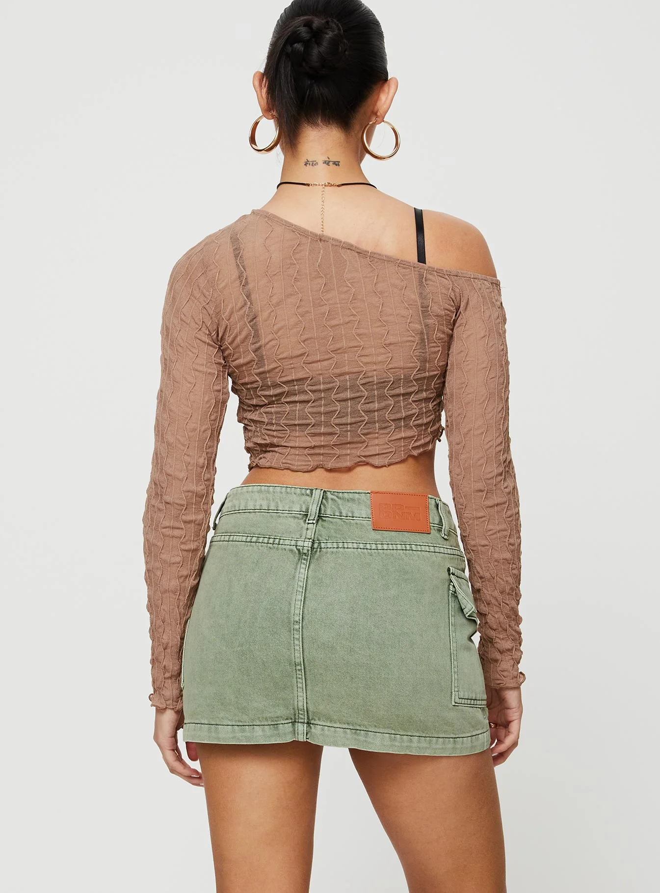 Zakai Cargo Denim Mini Skirt Green - Image 7