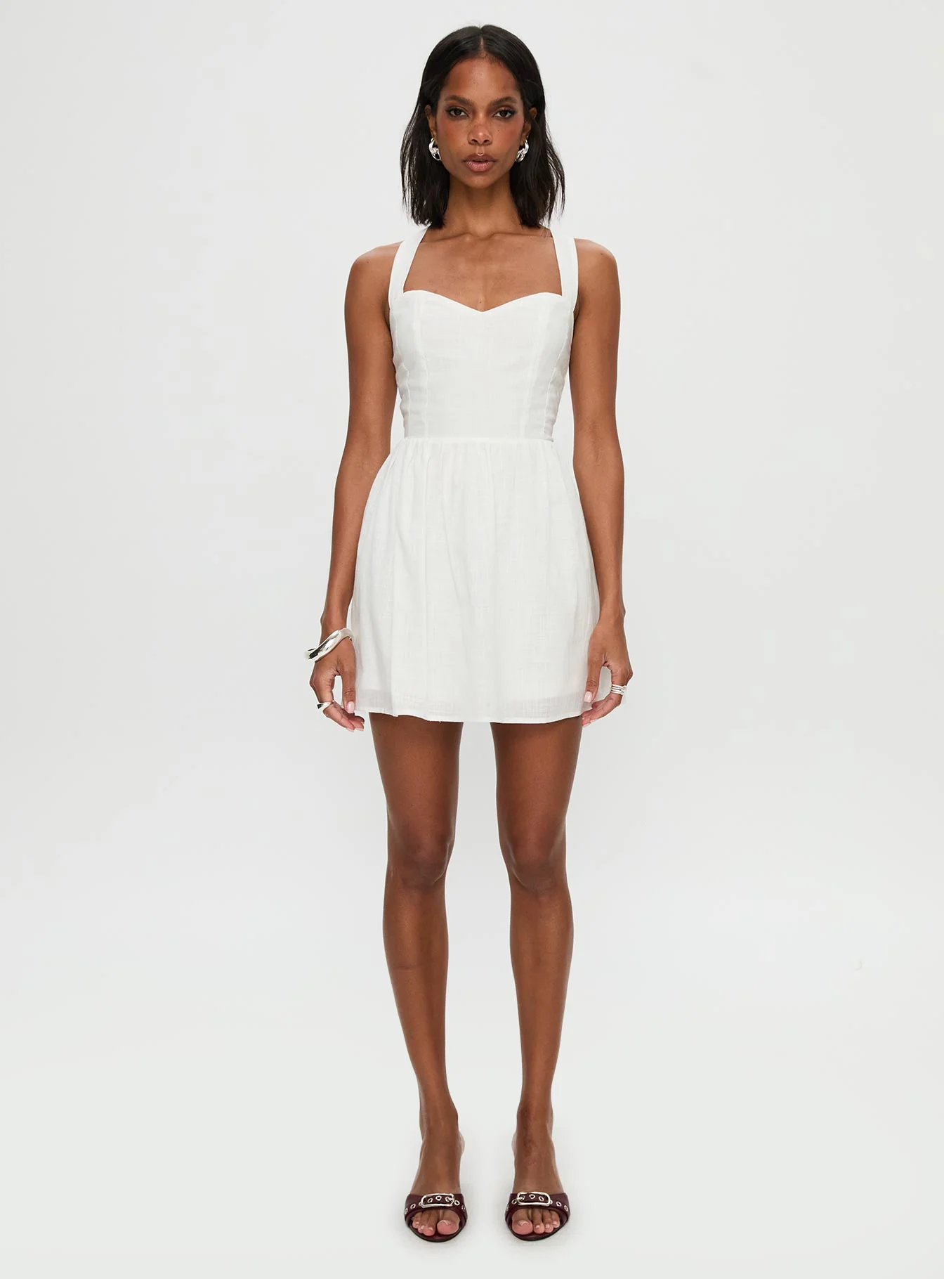 Zolena Halter Mini Dress White - Image 7